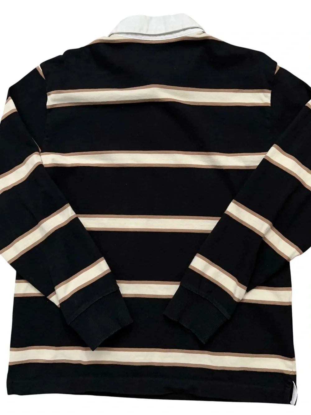 Banana Republic Rugby Polo Shirt Mens Size M Long Sleeve Black Striped